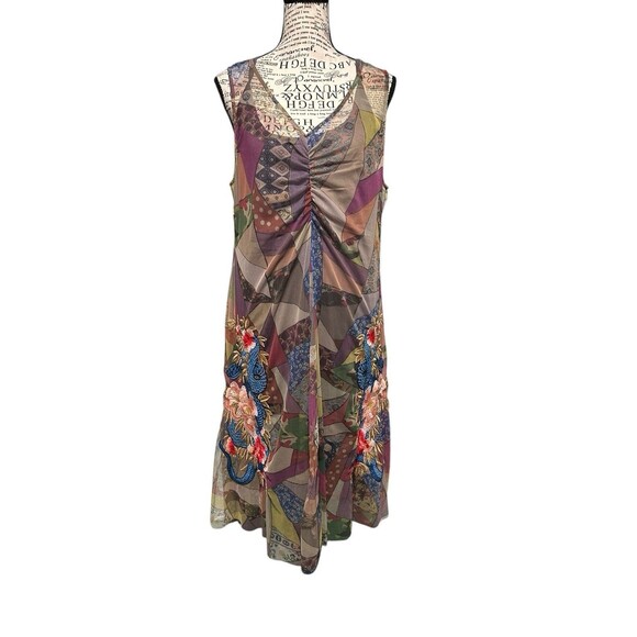 NWT Johnny Was Embroidered Cassia Mesh with Slip Dress Large Midi Art Fairy Boho - Picture 1 of 10